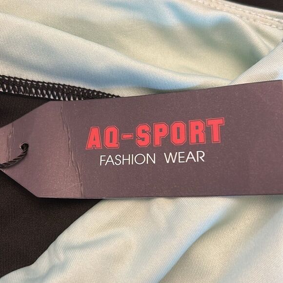 AQ-Sport black lime green leggings Size XL New - Picture 6 of 8